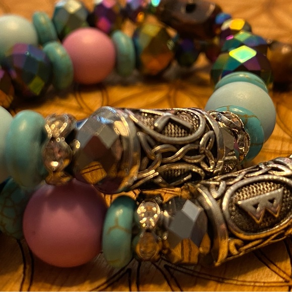 Yak bones Skulls, Sacred Geometry Matching Bracelet Set with Ancient Runes - Picture 5 of 7